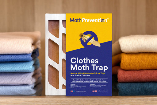 a MothPrevention clothes Moth Trap on a shelf